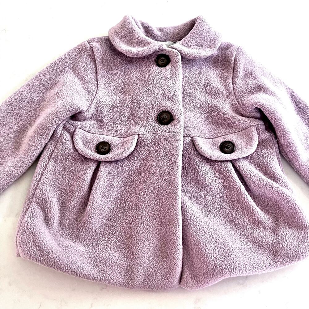 Next girls pink polar fleece lined fall spring coat jacket size 12/18 months